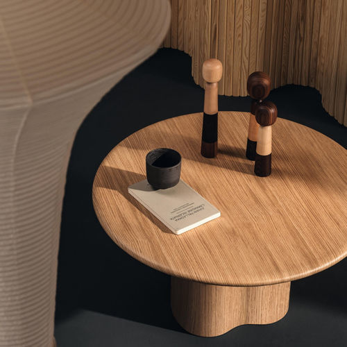 Table basse contemporaine - 7010 - Arper - en MDF / en chêne / avec piètement en bois