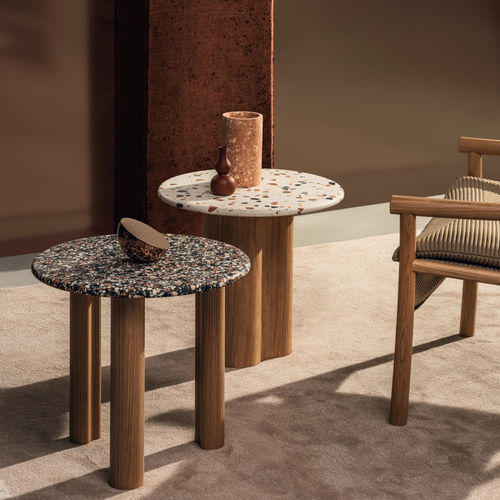 Table basse contemporaine - 7013 - Arper - en MDF / en chêne / en terrazzo
