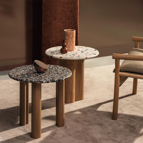 Table basse contemporaine - 7012 - Arper - en MDF / en chêne / en terrazzo