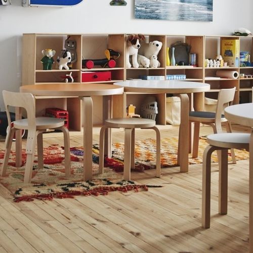 Tabouret contemporain - NE60 - Artek - en cuir / en tissu / en contreplaqué