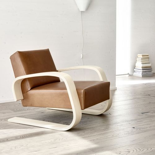 Fauteuil contemporain - 400 “TANK“ - Artek - en cuir / en tissu / en contreplaqué