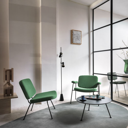 Fauteuil contemporain - Moulin Lounge - Artifort - en tissu / en cuir / en acier à revêtement par poudre