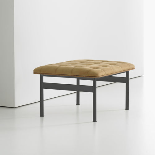 Ottoman contemporain - CP.1 - BERNHARD design - en tissu / en cuir / en acier inoxydable brossé