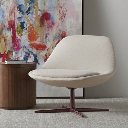 Chauffeuse contemporaine - CHIARA - BERNHARD design - en tissu / en cuir / en noyer américain