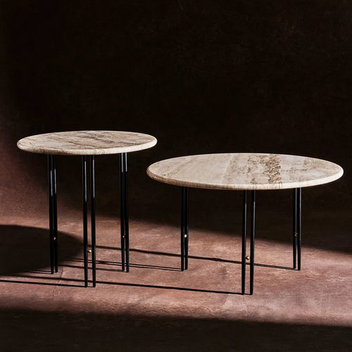 Table basse contemporaine - IOI  - GUBI - en travertin / avec piètement en acier / avec piètement en laiton