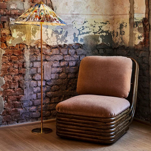 Lampe sur pied - PIERRE FREY - GUBI - en laiton poli / en tissu / en textile