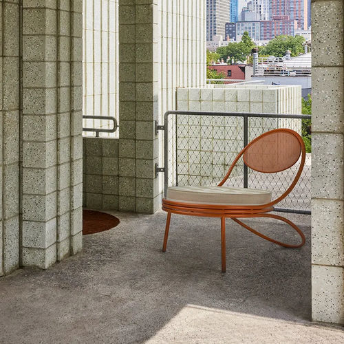 Fauteuil contemporain - COPACABANA - GUBI - en tissu / en tôle perforée / avec coussin amovible