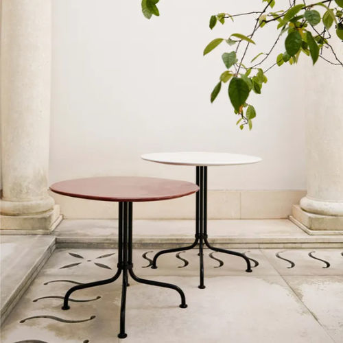 Table contemporaine - CARMEL BISTRO - GUBI - en acier inoxydable / avec piètement en métal / circulaire