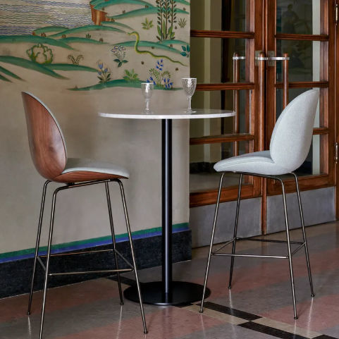 Table mange-debout contemporaine - 1.0 - GUBI - en verre / en marbre / avec piètement en laiton