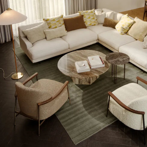 Tapis contemporain - RUG - GUBI - à rayures / en laine de Nouvelle Zélande / en viscose