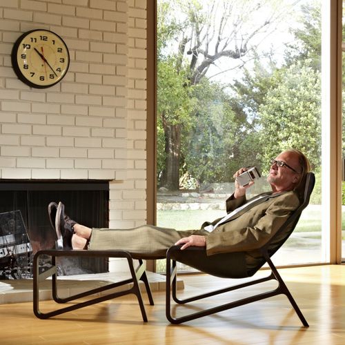 Fauteuil contemporain - TORO - BLU DOT - en cuir / en hêtre / en bois massif