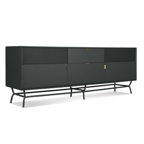 Buffet contemporain - DANG 2 - BLU DOT - plaqué bois / en acier à revêtement par poudre / en tôle perforée