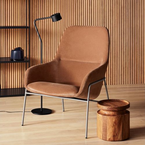 Fauteuil contemporain - ACRE - BLU DOT - en tissu / avec dossier haut / écolabel Greenguard®