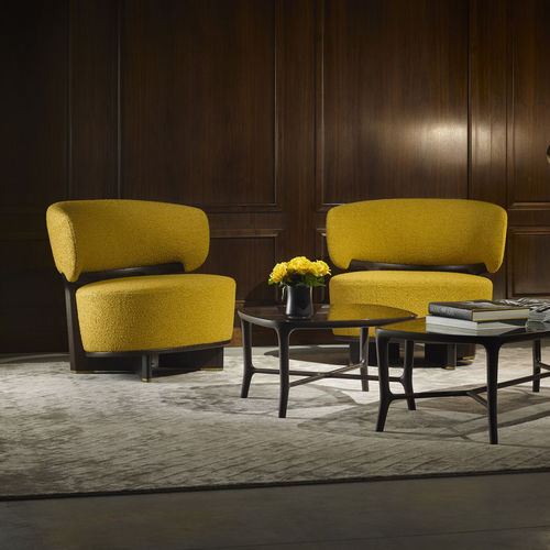 Fauteuil contemporain - ICOLOUNGE - CECCOTTI COLLEZIONI - en tissu / en cuir / en noyer américain