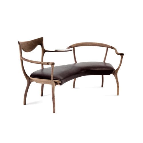 Banc design organique - D.R.D.P. - CECCOTTI COLLEZIONI - en noyer américain / en tissu / avec dossier