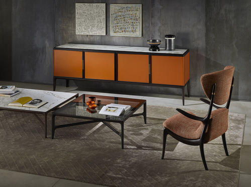 Table basse contemporaine - ODILE - CECCOTTI COLLEZIONI - en verre / en marbre / avec piètement en noyer américain