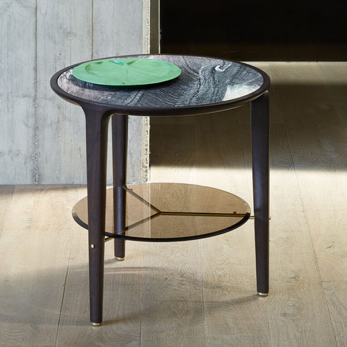 Table d'appoint contemporaine - SWEET DREAMS - CECCOTTI COLLEZIONI - en verre trempé / en marbre / avec piètement en noyer américain