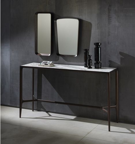 Console contemporaine - ODETTE - CECCOTTI COLLEZIONI - en noyer américain / en verre fumé / en marbre