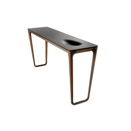 Console contemporaine - LUNA  - CECCOTTI COLLEZIONI - en Corian® / avec piètement en noyer américain / rectangulaire