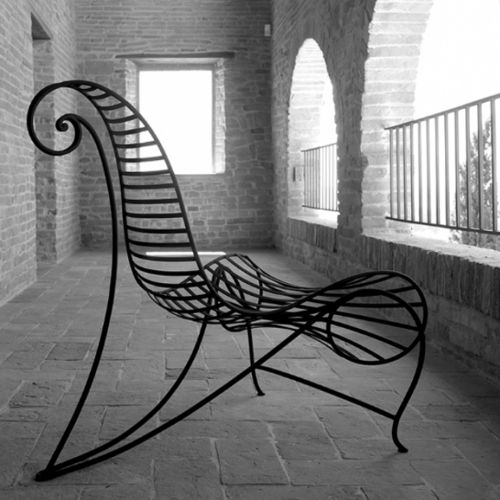 Chauffeuse design original - SPINE - CECCOTTI COLLEZIONI - en fer / bleue / noire