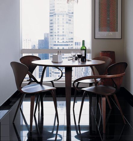 Table à manger contemporaine - CDT series - Cherner - en contreplaqué moulé / avec piètement en contreplaqué / ronde