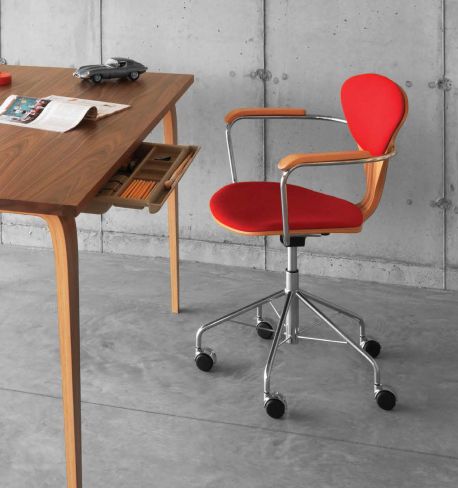 Chaise de bureau contemporaine - SWAC  - Cherner - en hêtre / en contreplaqué moulé / en noyer