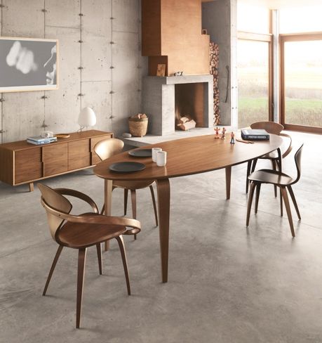 Table à manger contemporaine - CDT series - Cherner - en contreplaqué moulé / avec piètement en contreplaqué / ovale