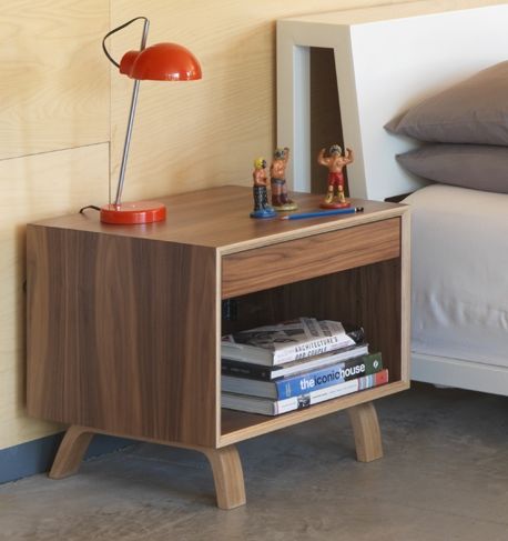 Table de chevet contemporaine - B201D series - Cherner - en contreplaqué moulé / en stratifié / avec piètement en contreplaqué