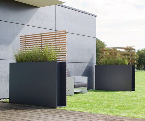 Jardinière en acier inoxydable - SOTOMON - Conmoto - carrée / avec treillage / contemporaine