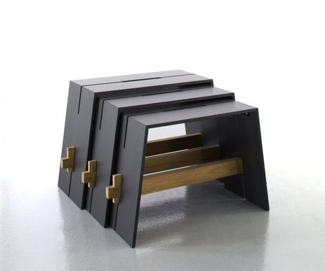 Table gigogne contemporaine - TENSION - Conmoto - en HPL / rectangulaire / résidentielle
