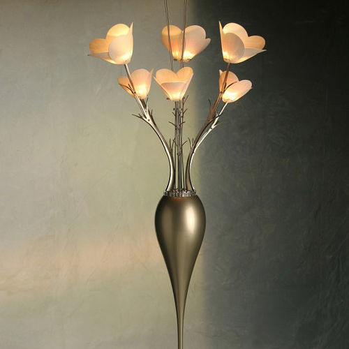 Lustre contemporain - ORCHIS - David D'Imperio - en acier inoxydable / en polycarbonate / 6 ampoules