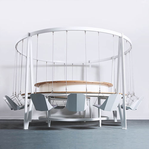 Banque d'accueil ronde - SWING BAR - Duffy London - en noyer / en chêne / en acier à revêtement par poudre