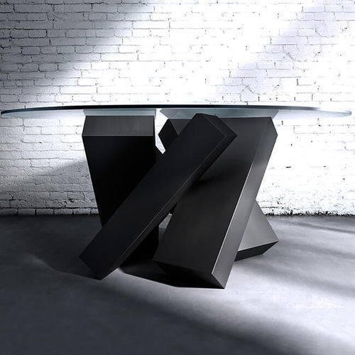 Table design original - MEGALITH - Duffy London - en acier à revêtement par poudre / avec piètement en acier thermolaqué / ronde