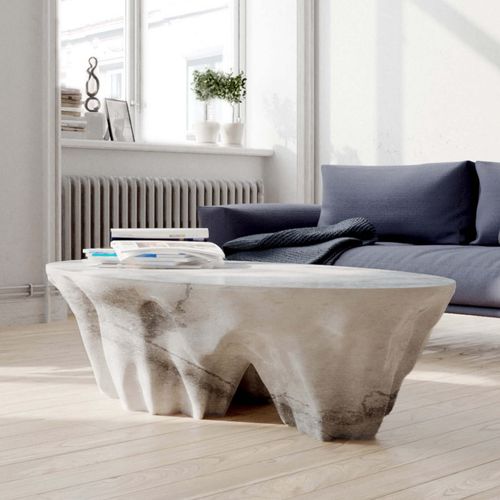 Table basse contemporaine - Monument Valley - Duffy London - en marbre / avec piètement en marbre / ovale