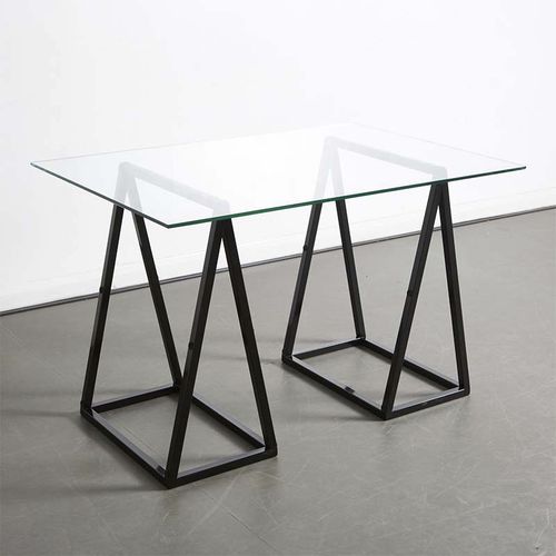 Table à manger contemporaine - A - Duffy London - en verre / en acier à revêtement par poudre / rectangulaire
