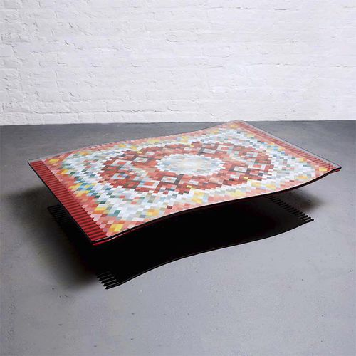 Table basse design original - FLYING CARPET - Duffy London - en verre / en acier à revêtement par poudre / rectangulaire