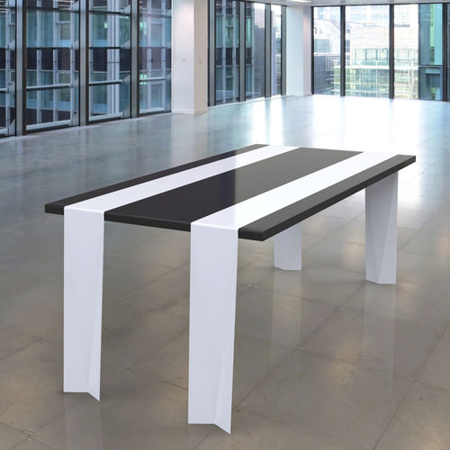 Table à manger contemporaine - RUNNER  - Duffy London - en noyer / en bois massif / en acier inoxydable poli