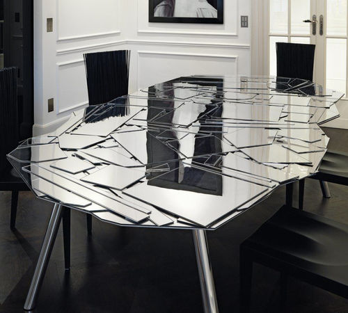 Table design original - BRASILIA - edra - en aluminium / en méthacrylate / avec piètement en aluminium poli
