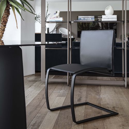 Chaise contemporaine - ZEN - ENRICO PELLIZZONI - d'intérieur / en chrome / en cuir