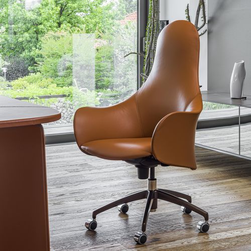 Chaise de bureau contemporaine - HIPOD - ENRICO PELLIZZONI - d'intérieur / en cuir / en feutre