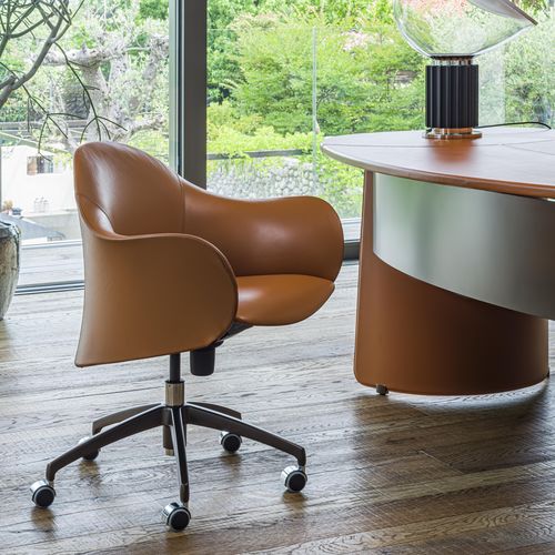 Chaise de bureau contemporaine - LOPOD - ENRICO PELLIZZONI - d'intérieur / en cuir / avec piètement en métal peint