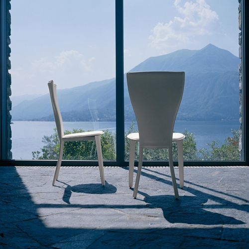 Chaise contemporaine - CARLOTTA - ENRICO PELLIZZONI - d'intérieur / en cuir / avec piètement en acier
