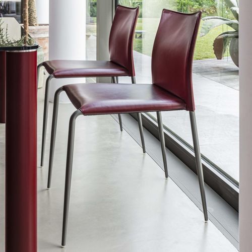 Chaise contemporaine - GAZZELLA - ENRICO PELLIZZONI - d'intérieur / en cuir / en feutre