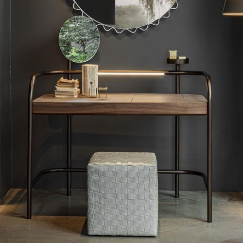 Meuble secrétaire contemporain - RAILY - ENRICO PELLIZZONI - en métal peint / en cuir / en bois