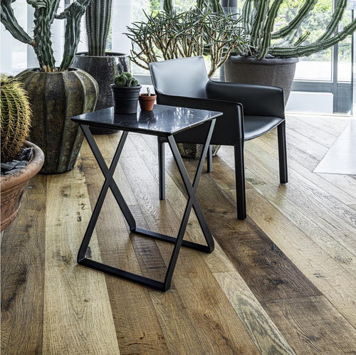 Table d'appoint contemporaine - CROSSOVER - ENRICO PELLIZZONI - en marbre / avec piètement en acier laqué / carrée