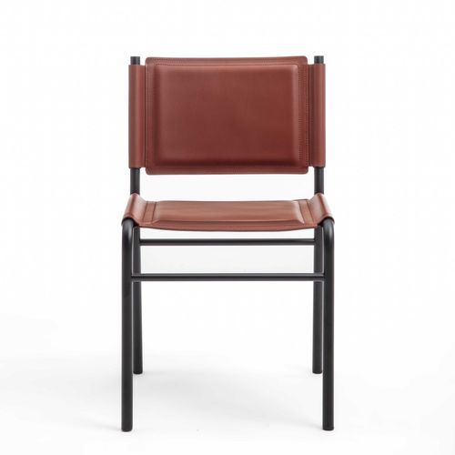 Chaise contemporaine - PRIS - ENRICO PELLIZZONI - d'intérieur / en cuir / avec piètement en acier