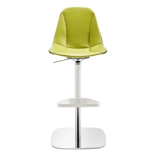 Tabouret de bar contemporain - COUTURE - ENRICO PELLIZZONI - en cuir / avec piètement en aluminium / piètement central