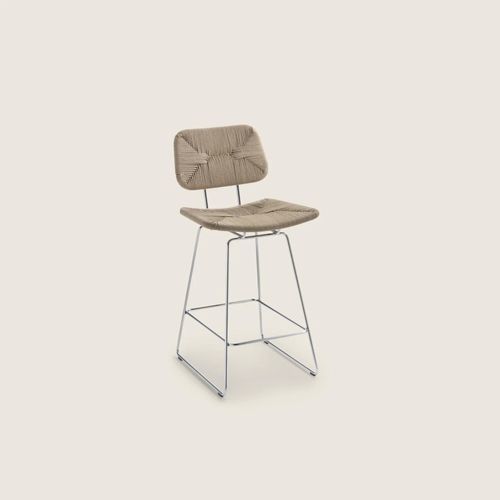 Tabouret de bar rustique - ECHOES S.H. - FLEXFORM - en peau de vache / avec piètement en métal / luge