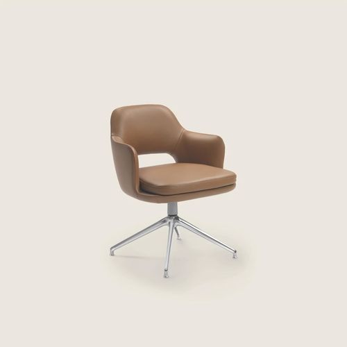 Chaise de salle à manger contemporaine - ELISEO - FLEXFORM - d'intérieur / en cuir / en bois