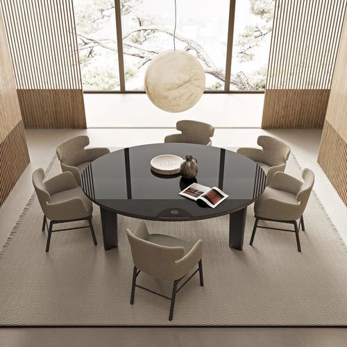 Table à manger contemporaine - ARNOLD - FLEXFORM - en métal / en placage de bois / en bois massif
